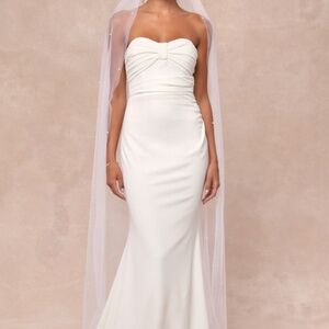 Lulus To Be Yours Ivory Strapless Pleated Mermaid Maxi Dress White - Size L